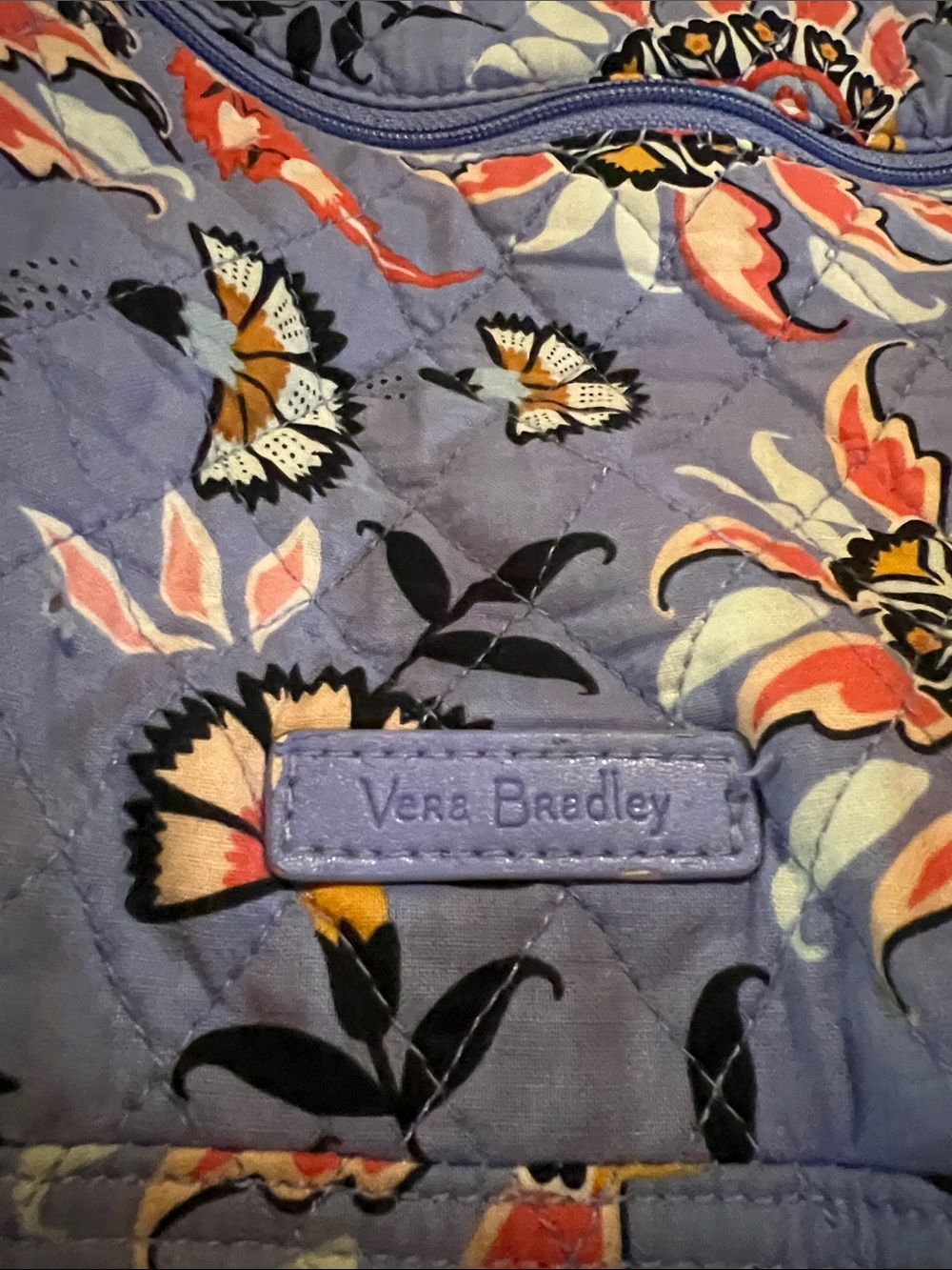 Vera Bradley Lavender Floral Quilted Backpack with Orange Accents - Picture 2 of 5